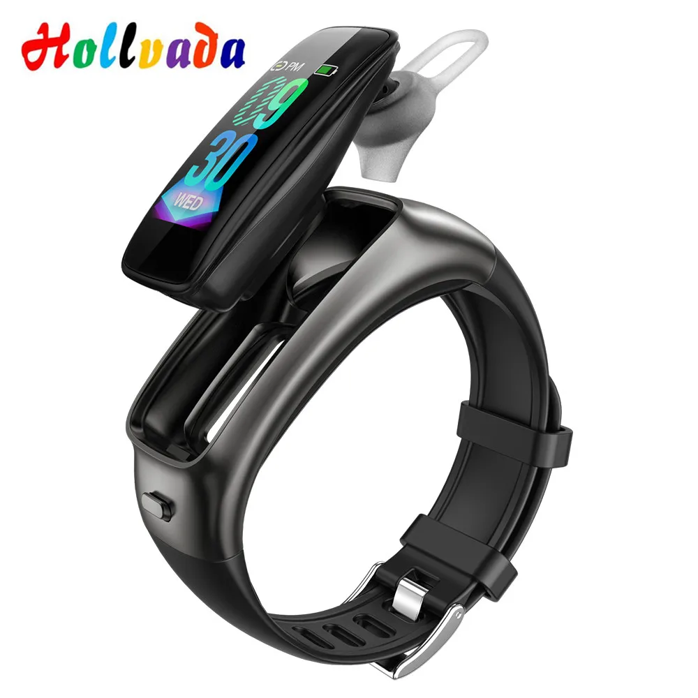 full black Умные часы TB02 2 в 1 с bluetooth-наушниками siri BT, управление музыкой, фитнес-трекер, спортивные умные часы для Android iOS - Цвет: full black