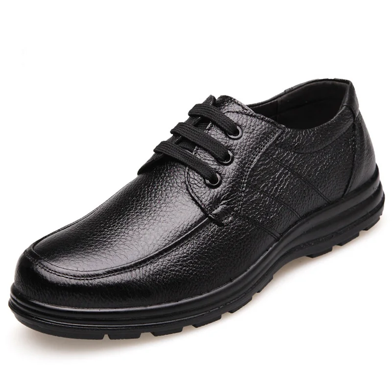 Buen valor Zapatos planos de piel auténtica para hombre, calzado informal de marca, suave y cómodo, con cordones, color negro, alta calidad, ZH740, novedad de 2020 wGZWMANl