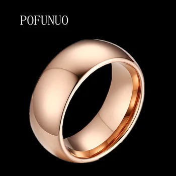 

POFUNUO Men's Ring Tungsten Ring for men fashion Wedding Classic Jewelry Engagement Party RING Fit Rose gold Matte wire drawing