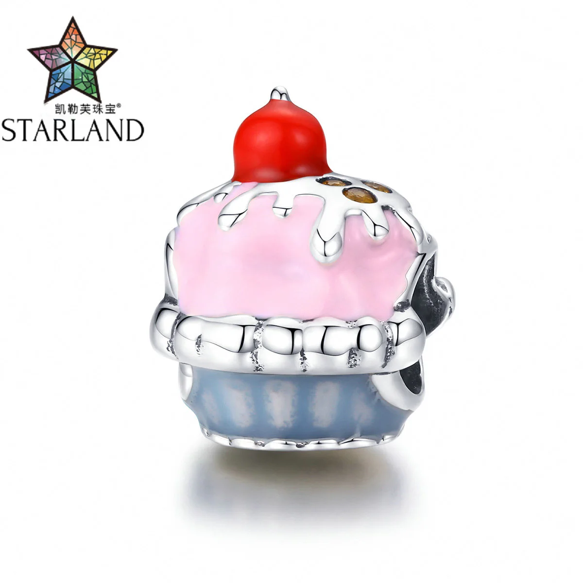Starland Аутентичные эмалированные чашки торта розовые шармы подходят браслеты Оригинальные 925 пробы серебряные ювелирные изделия подарки на Рождество для женщин
