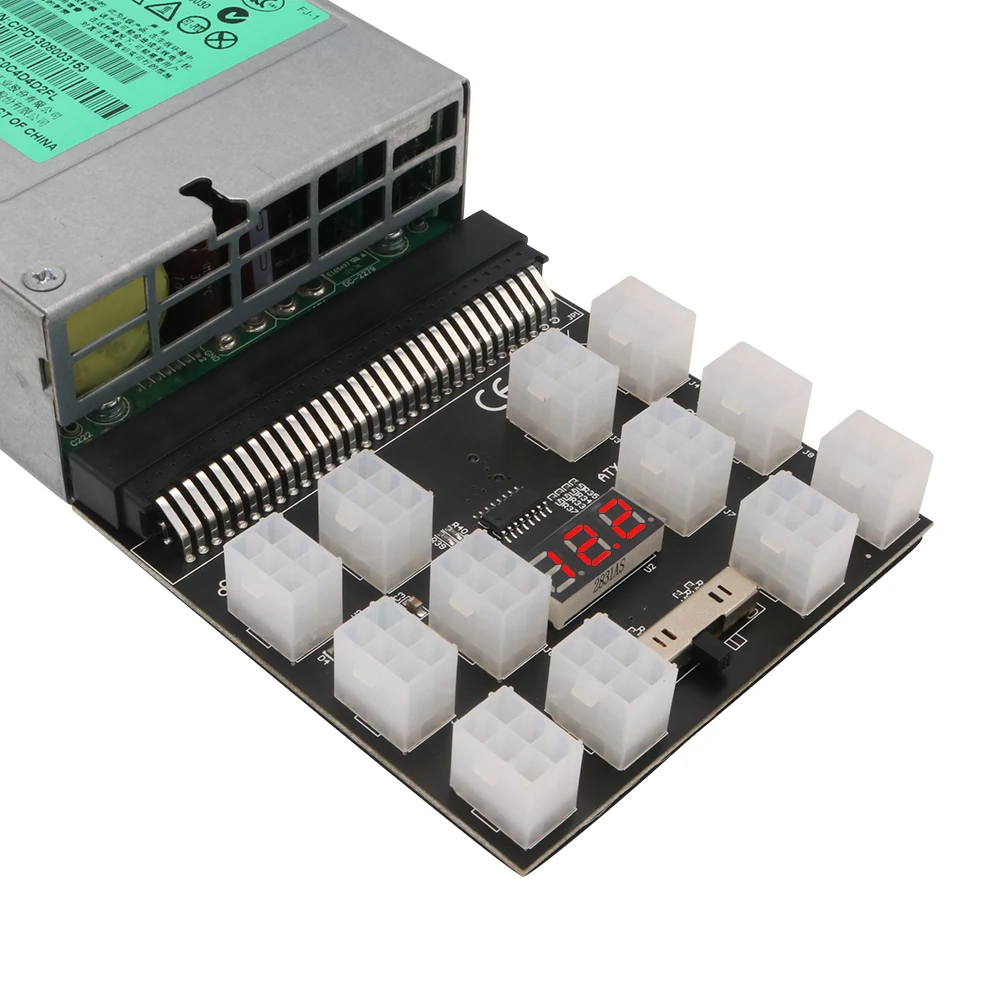Placa de Fuga com Conector de 12 Portas e Pinos Tela Led 12v Módulo de Alimentação para hp 1200w 750w Psu Servidor Gpu Miner Btc Fonte de Alimentação de Mineração - Imagem 4