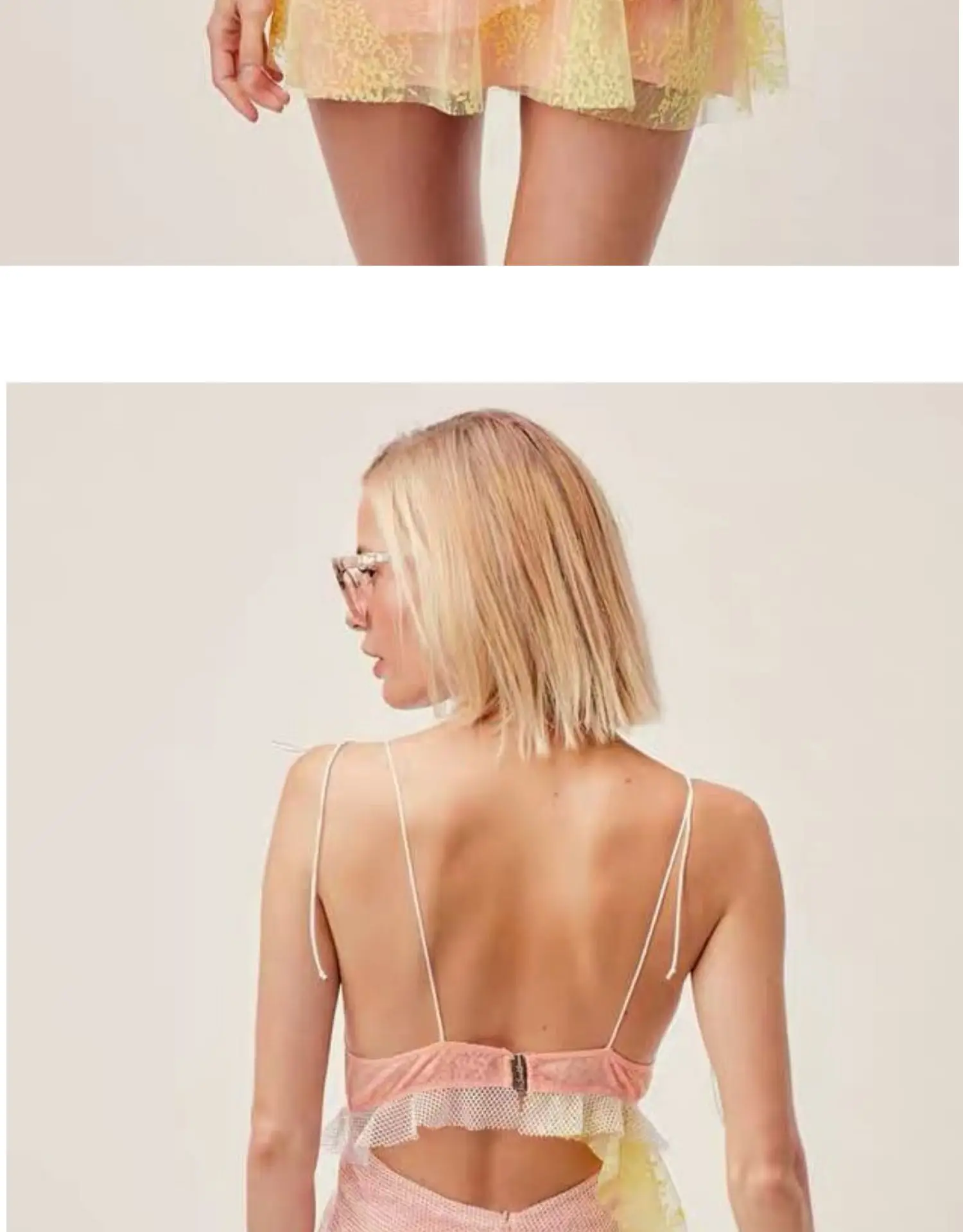 DEAT Summer Autumn Sexy Sleeveless Strapless Pink Floral Print Ruffles Backless Short Mini Lace Dress Women MG487