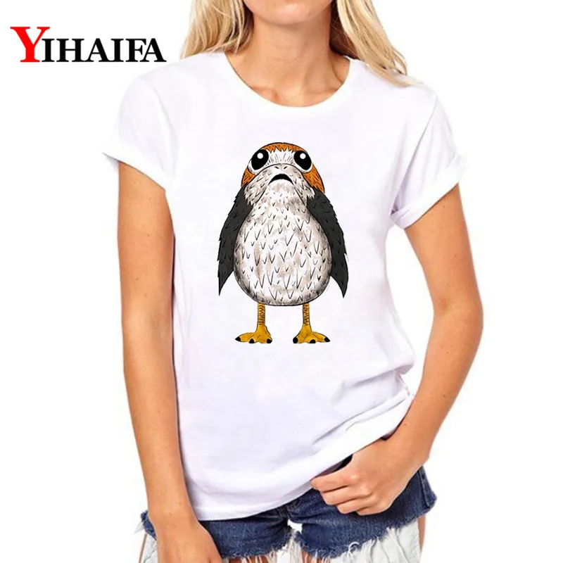 YIHAIFA New Women Short sleeve T-shirt Funny Owl Print Graphics Tee Casual Harajuku T Shirts White Tops Pullover | Женская одежда