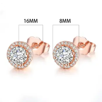 

Rose Gold Jewelry Classic Elegance Stud Earrings With Clear CZ Earrings For Woman Fashion Make up Party Gift Earrings
