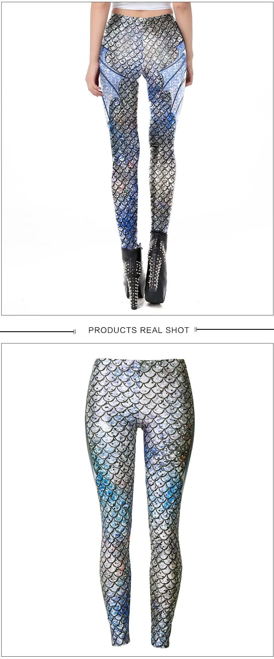 Sexy Femme Pencil Pant 3D printing Mermaid Scale Fins Blood Printed Elastic Slim Fitness Workout cosplay Women Leggings