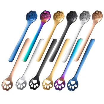 

Cute High quality Golden Cat claw Mini Creative Coffee Stainless Steel Spoon Gift Cake Stirring Sugar Soup Dessert Teaspoon Home