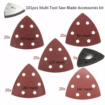 

101pcs/Set 60-240 Grit Triangle Sanding Sheets Paper W/ Sander Grinder Plate Useful For Many Brands Bosch/Black And Decker Etc
