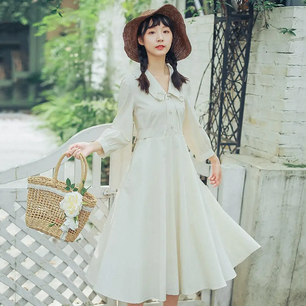 

Will restore ancient ways the French small terrier orange skirt skirt v-neck dress female autumn new fund in love