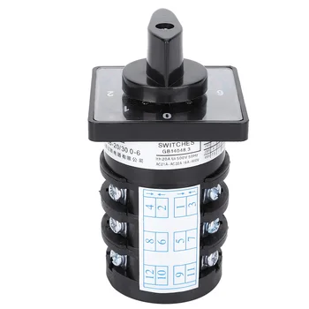 

500V 20A 4W 7-Position 12 Terminals Locking Type 0-1-2-3-4-5-6 Cam Changeover plastic insulation Control Switch