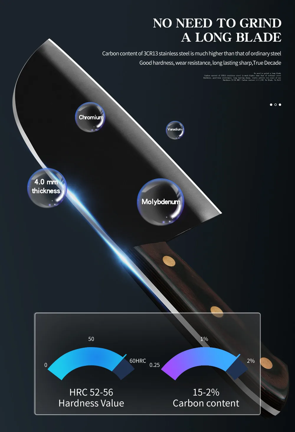 ZBXG11164-3cr13不锈钢深啡彩木柄三铜钉哑光面7寸屠夫刀英_04