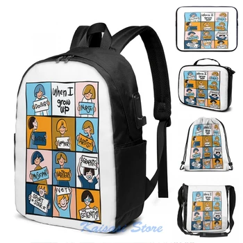 

illustration of Doodle cute girl(2) USB Charge Backpack men School bags Women bag Travel laptop bag