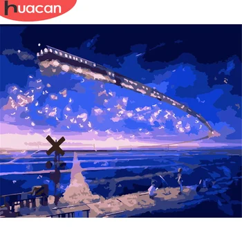 

HUACAN DIY Pictures By Numbers Landscape Kits Paint By Number Sky Drawing On Canvas Hand Painted Painting Art Gift Home Decor