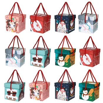 

12Pcs Candy Box Christmas Box Party Supplies Square Packaging Box Gift Box Paper Box for Party