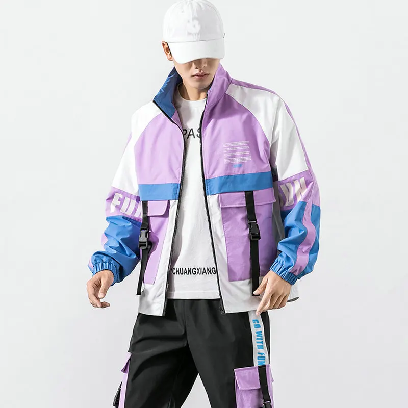 

Men Bomber Jacket Hip Hop Letter Design Ribbons Windbreaker Bomber Jacket Coat Men Autumn Jackets Streetwear 2020 Man Outwear