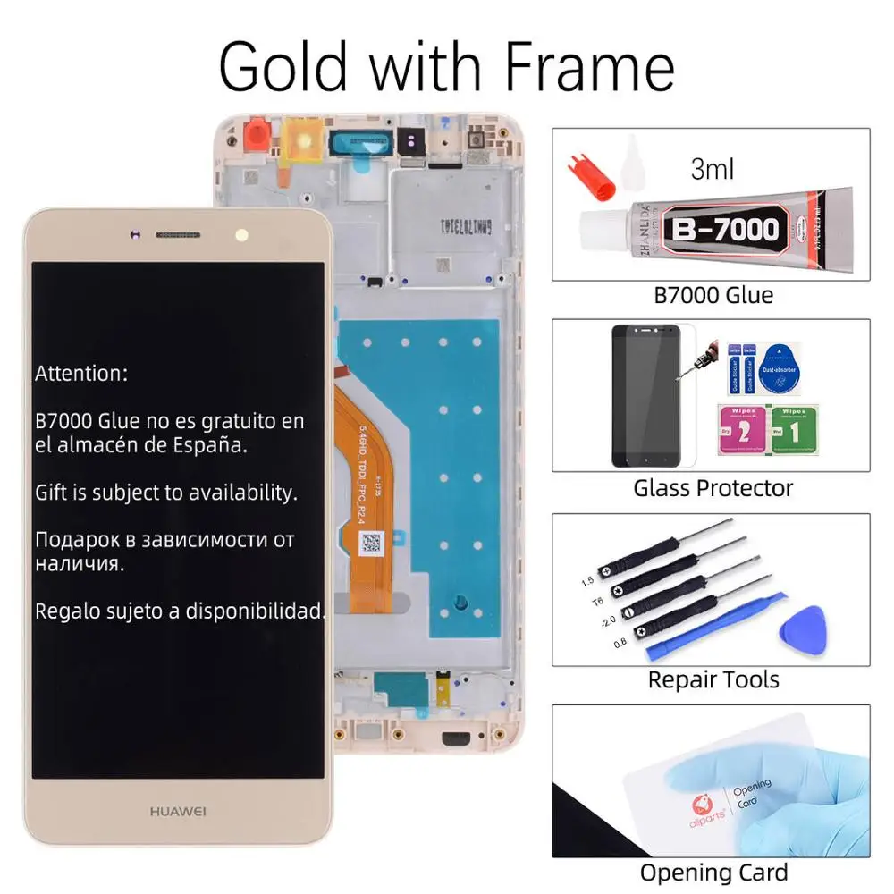 5," ЖК-дисплей для Huawei Y7 сенсорный экран с рамкой для Huawei Y7 Prime ЖК-дисплей Nova Lite Plus - Цвет: Gold with Frame