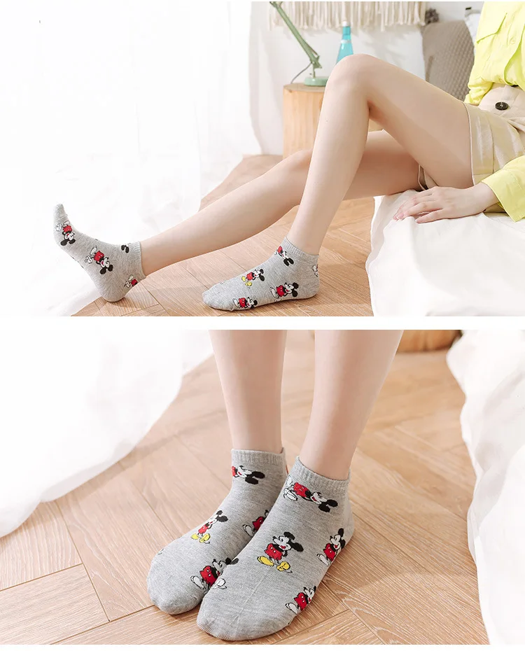Осенне-зимние носки с принтом Микки Мауса Популярные в японском стиле Harajuku модные повседневные милые хлопковые носки с принтом животных Женские