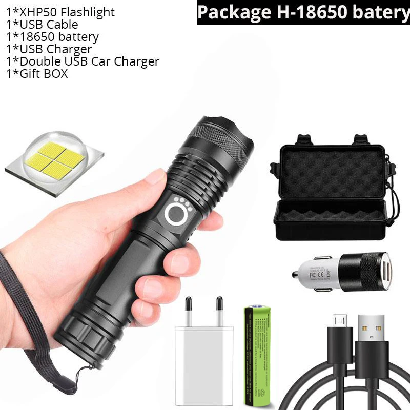 H Xhp50.2 светодиодный фонарик Высокой Мощности Перезаряжаемый usb фонарь xhp50 Мощный тактический фонарь 18650 26650 Аккумулятор для охоты и кемпинга - Испускаемый цвет: H