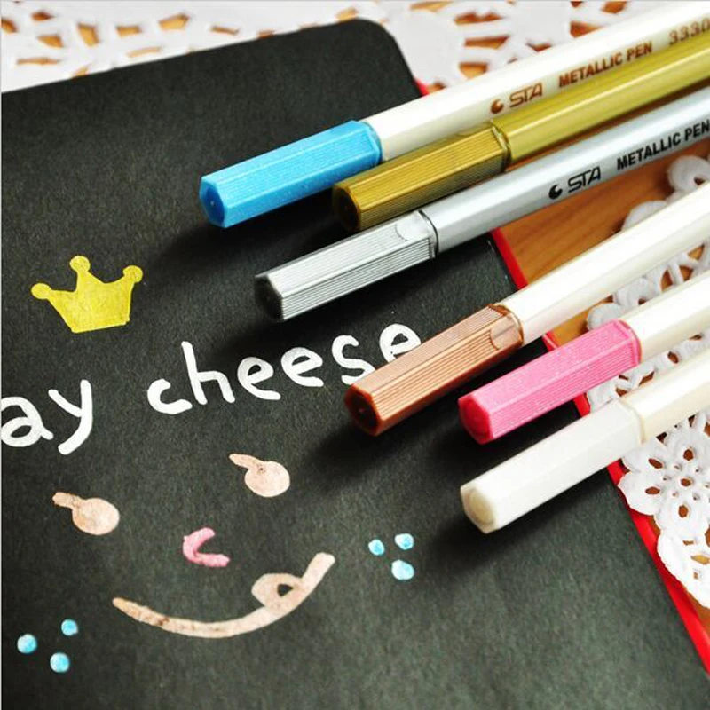 

New Design 10 Metallic Colors Ballpoint Pen Pens Kids Children Student Office Stationery Gifts
