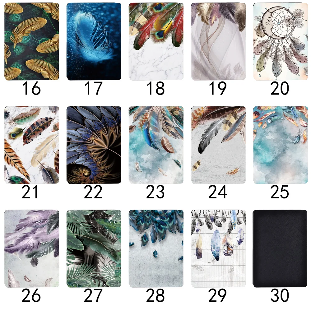 Tablets Case for Samsung Galaxy Tab A7 10.4 Inch 2020 T500/T505 Printed Feather PU Leather Tablet Stand folio Cover+ Free Stylus