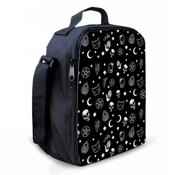 

New Lunch Bags Black Witch Skull Moon Divination Outdoor Travel Personalized Lightweight Carry Case Children Capacity Lunch Box