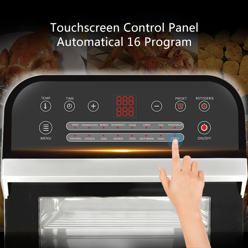 BioloMix 12L 1600W Air Fryer Oven Toaster Rotisserie and Dehydrator With LED Digital Touchscreen, 16-in-1 Countertop Oven - Image 5