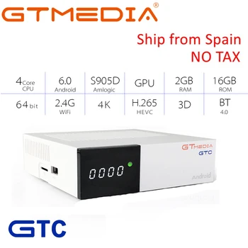 

GTMedia GTC Satellite TV Receiver DVB-T2/C/S2/ISDB-T ccam Android 6.0 Smart TV Box Amlogic S905D 2GB 16GB 1 year europe tv m3u