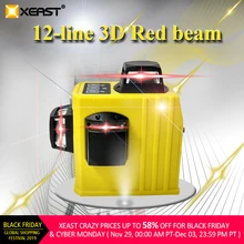 XEAST XE-61A, 12 линий, 3D лазерный уровень, самонивелирующийся, 360 градусов, горизонтальный и вертикальный крест, мощный, открытый, может использоваться детектор