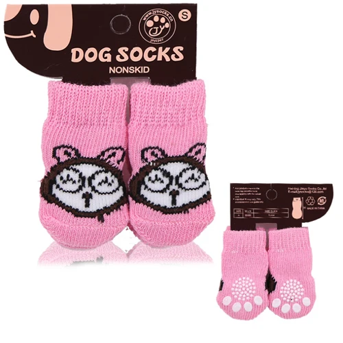 Милые носки для собак, рождественские носки для домашних животных на год, противоскользящие носки, 4 шт., милые вязаные носки для кошек и собак, нескользящие носки, аксессуары для домашних животных - Цвет: Армейский зеленый