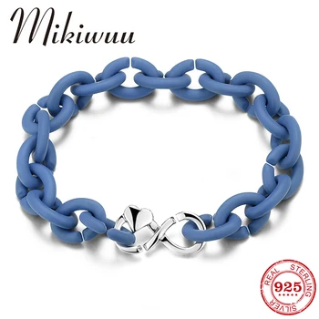 

Men Silver Charm Beads Link Chain Bracelets & Bangles for Women Wristband Rubber Couple Bracelet Fashion Jewelry Gifts