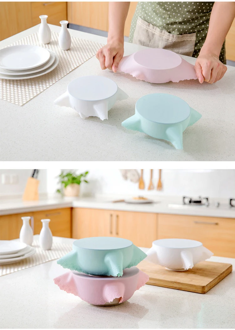 2PCS/Set Silicone Stretch Lids Universal Silicone Food Wrap Bowl Pot Lid Silicone Cover Pan Cooking Kitchen Accessories