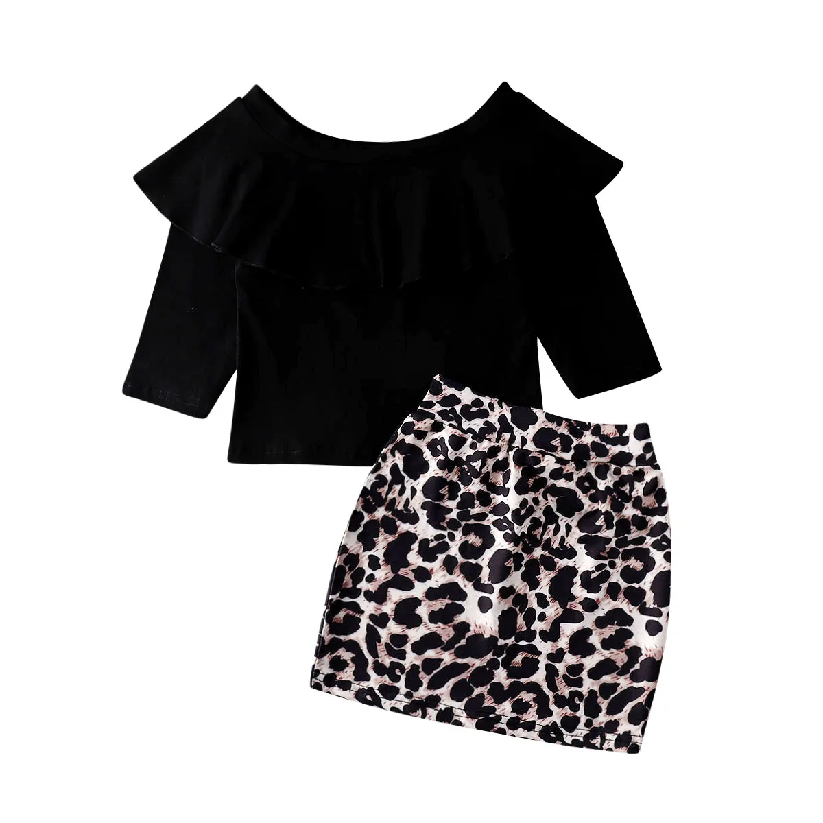 Новинка; комплект из 2 предметов; леопардовая одежда для маленьких девочек; комплект из футболки и юбки-пачки для малышей