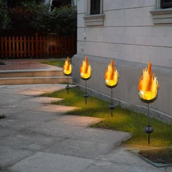 

Flickering Flame Home Patio Metal Garden Solar Light Landscape Led Yard Spotlight Outdoor Stake Lamps Lawn Decorative Waterproof