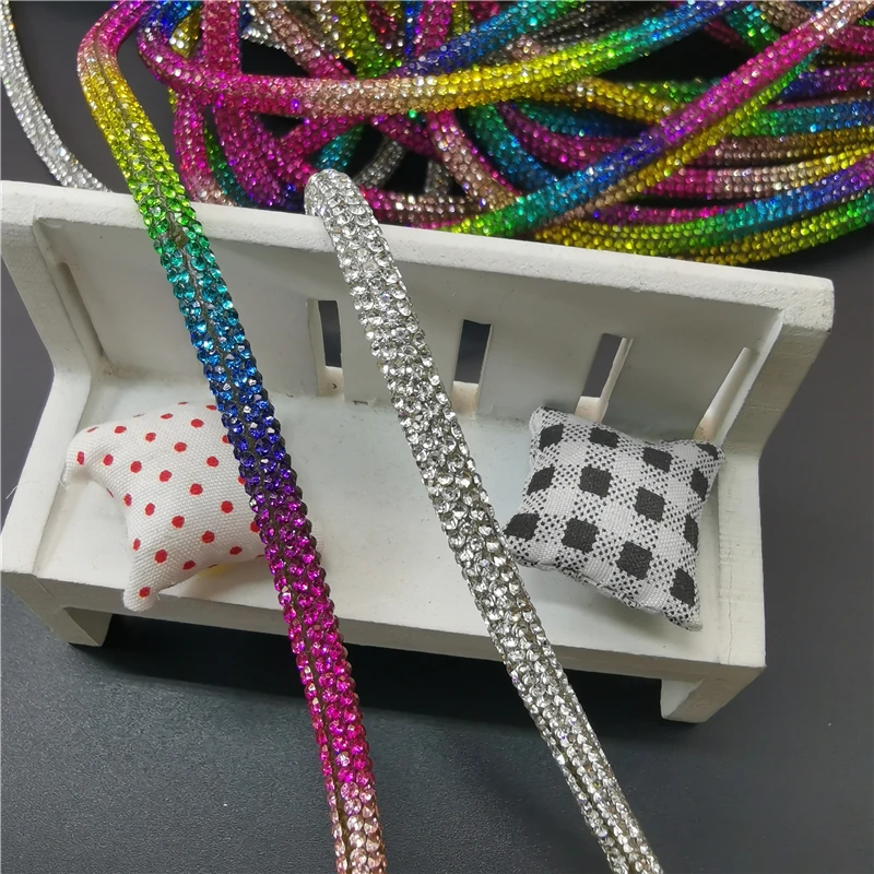 9colors 50cm Length 6mm Shiny Rhinestone Tube Rope Chain With Empty Hot ...