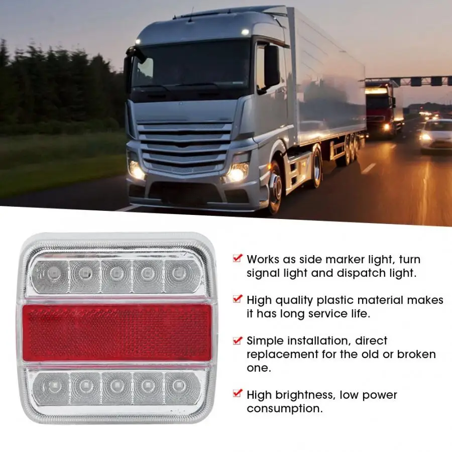 1pc 12/24V 10LED грузовых автомобилей индикаторная лампа хвост светильник 6000K Высокое Яркость для грузовика прицеп задние светильник