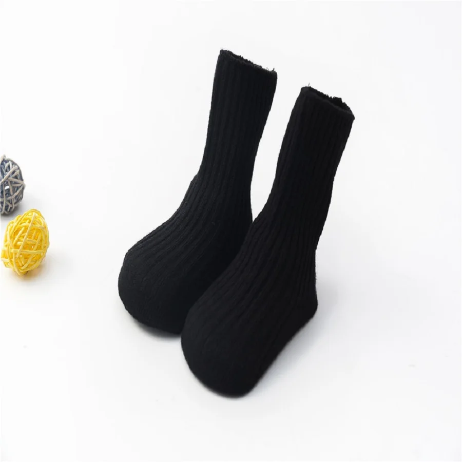 Детские носки милый мягкий, для новорожденного ребенка; для девочек и мальчиков нескользящие носки для малышей на возраст от 0 до 24 месяцев - Color: Black