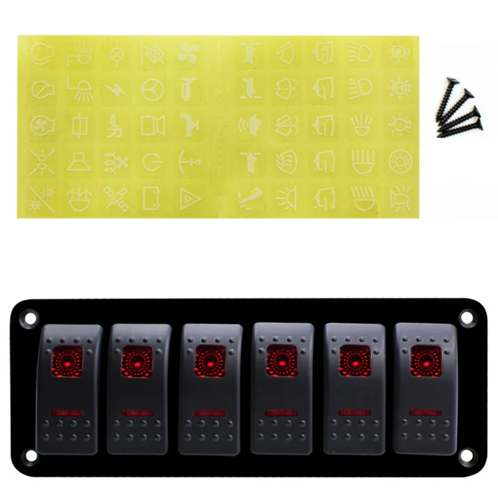 6 банд кулисный переключатель панель автоматический выключатель красный светодиодный водонепроницаемый автомобиль морской лодки абсолютно и высокое качество