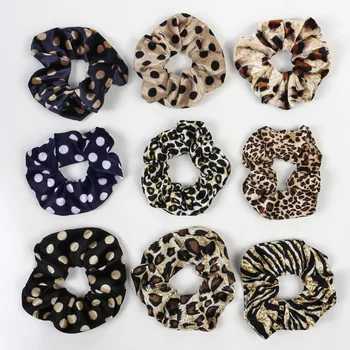 

Winter New Fashion Lady Hair Rope Dots Panther Pattern Bands For The Hair Strenchy Scrunchies Velvet Hairbands