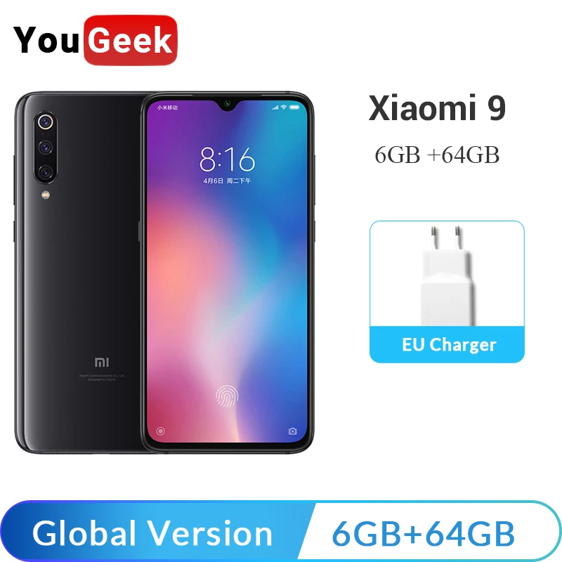 

Global Version Xiaomi Mi 9 Mi9 6GB 64GB Mobile Phone Snapdragon 855 48MP Triple Camera 20W Wireless Charge Smartphone