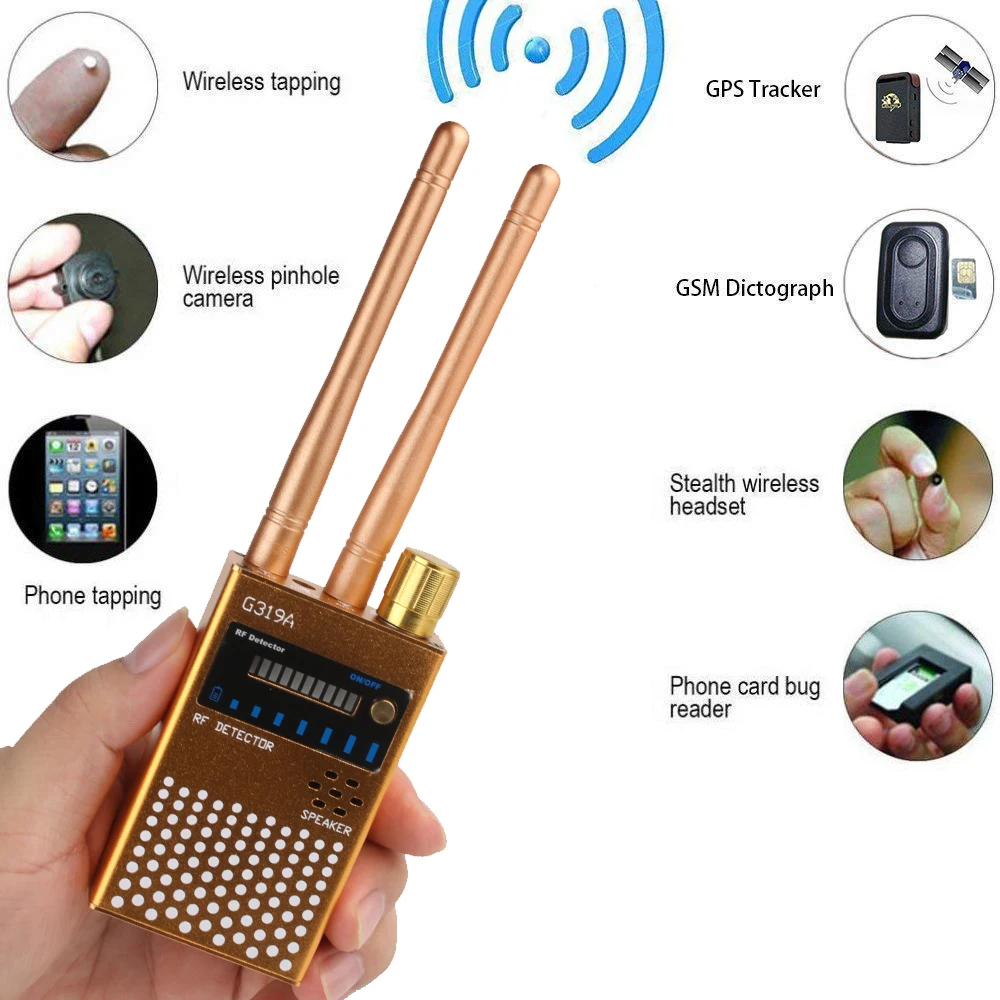 Dual Antenna RF Signal Anti Spy Hidden Camera Anti Candid Camera Detector Eavesdropping Pinhole Audio Bug GPS GSM Device Finder