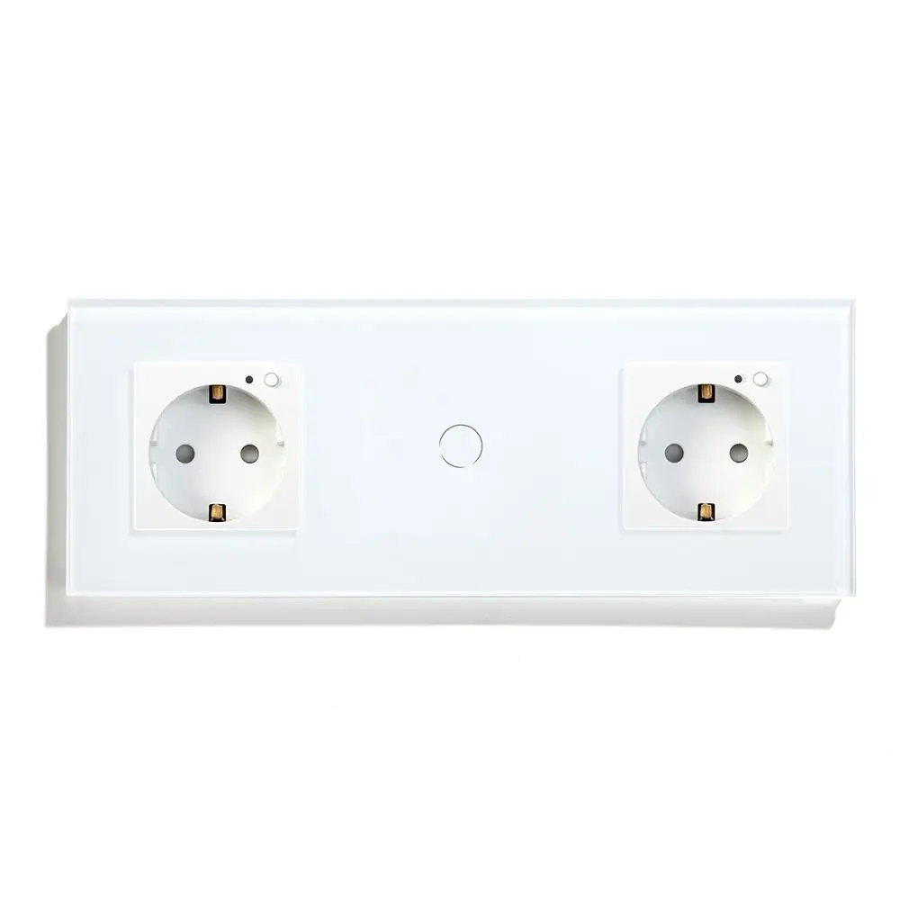 White BSEED Wifi сенсорный выключатель 1 комплект с двойной Wi-Fi стандарт ЕС розетка - Цвет: White