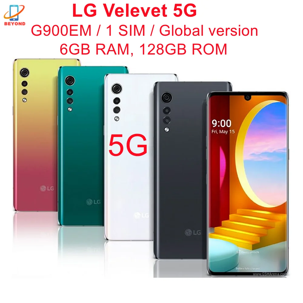 LG Velvet 5G G900EM Global Version 6.8" 6GB RAM 128GB ROM 48MP Octa Core NFC Snapdragon Original Unlocked 5G Cell Phone backmarket phones