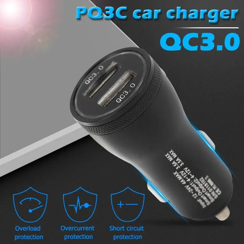 PQ3C 36W Автомобильное зарядное устройство двойной QC 3,0 USB 5A адаптер для быстрой зарядки телефона