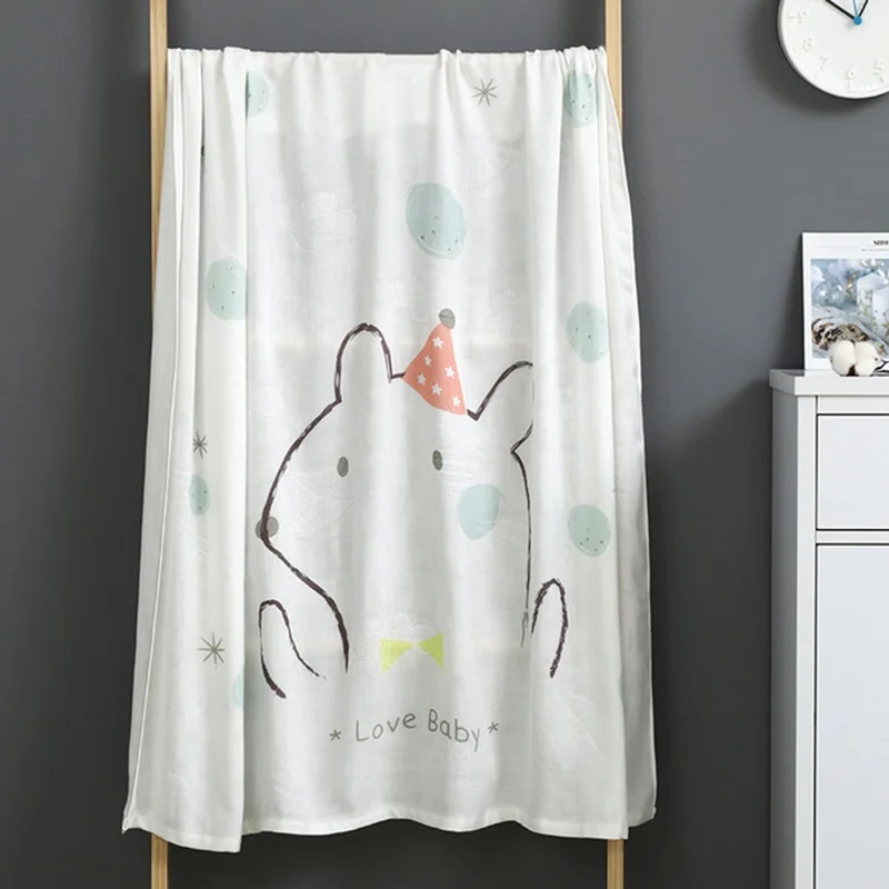 MOTOHOOD Cotton Animal Print Muslin Baby Blankets Bedding Infant Swaddle Towel For Newborns Swaddle Blanket Kids Beddings Quilt (8)