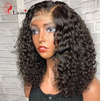 

Lace Front Human Hair Wig Deep Wave Pre Plucked With Baby Hair 180 Density Transparent Deep Remy Hair Wig