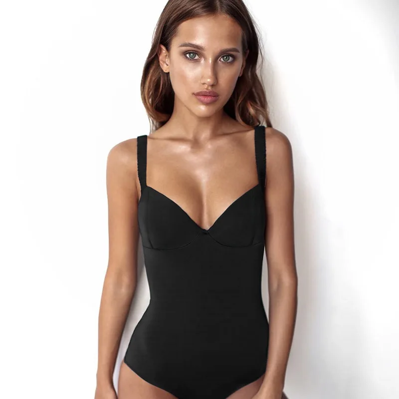 Cuello en V moda negro Body elegante para mujer cuerpo Sexy espaguetis Correa Bodycon mono mameluco de verano 2020 corto