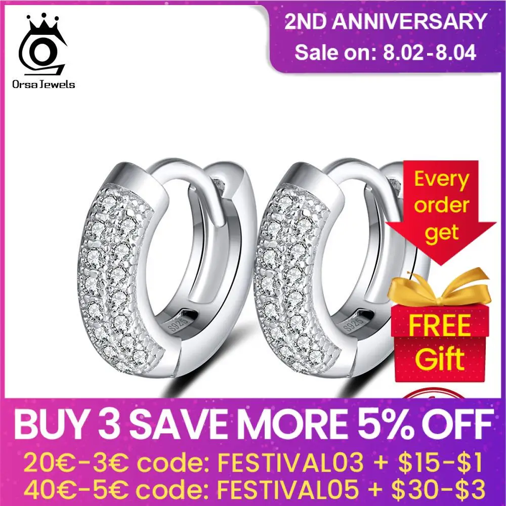 ORSA JEWELS Винтажные серьги из настоящего серебра 925 пробы женские с прозрачным