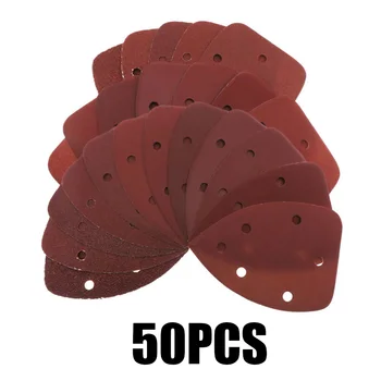 

50pcs/Set 140x90mm 40/80/120/180/240 Grits 6-Hole Sandpaper Red Alumina Polishing Sander Replacement Abrasive Tools