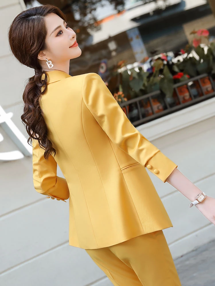 

Formal Women Business Suits Pants and Jackets Coat OL Styles Office Ladies Professional Career Interview Job Clothes Blazers Set