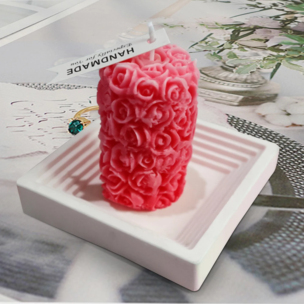 3D Rose Flower Candle Silicone Mold DIY Gypsum Plaster Mould