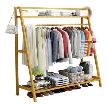 

Qinxin Household Clothes Hat Rack Bedroom Solid Wood Clothes Receiving Rack